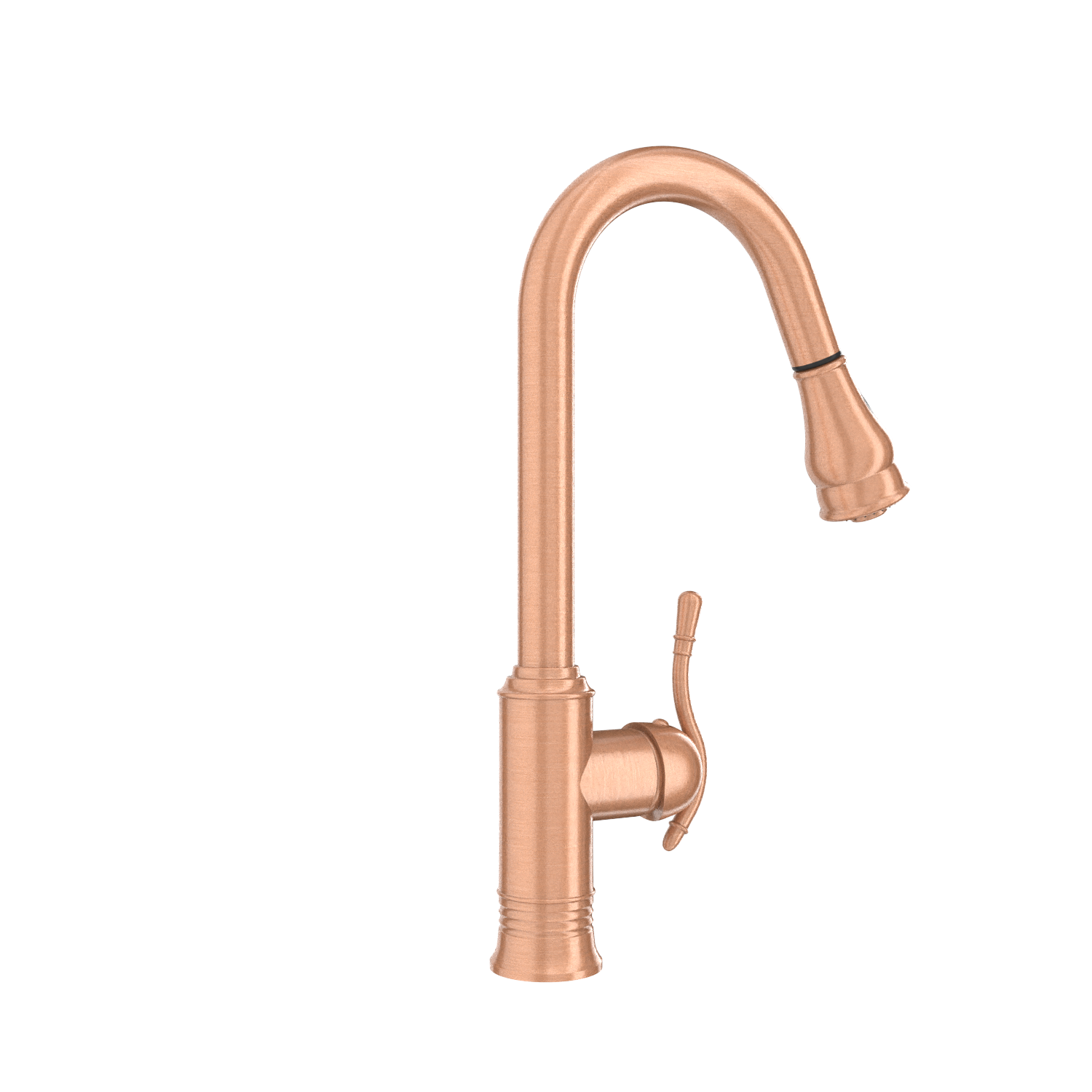 Copper Kitchen Faucet with Soap Dispenser, Single Handle Solid Brass High Arc Pull Down Sprayer Head Kitchen Sink Faucets with Deck Plate