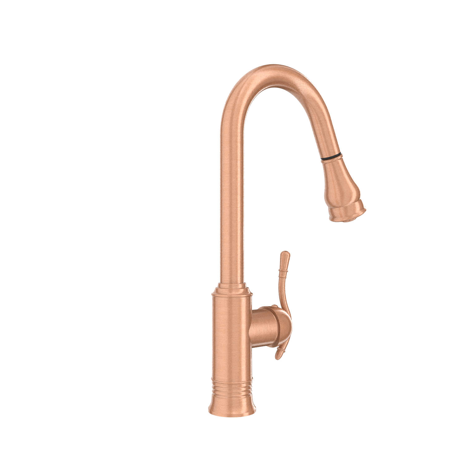 Copper Kitchen Faucet with Soap Dispenser, Single Handle Solid Brass High Arc Pull Down Sprayer Head Kitchen Sink Faucets with Deck Plate