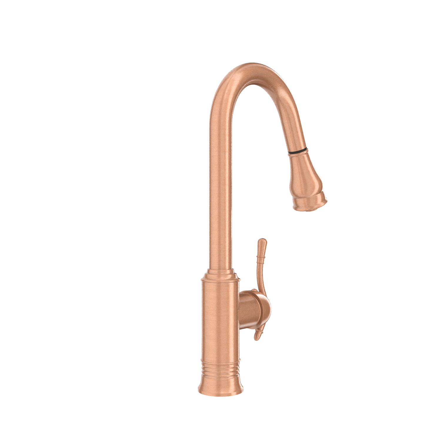 Copper Kitchen Faucet with Soap Dispenser, Single Handle Solid Brass High Arc Pull Down Sprayer Head Kitchen Sink Faucets with Deck Plate