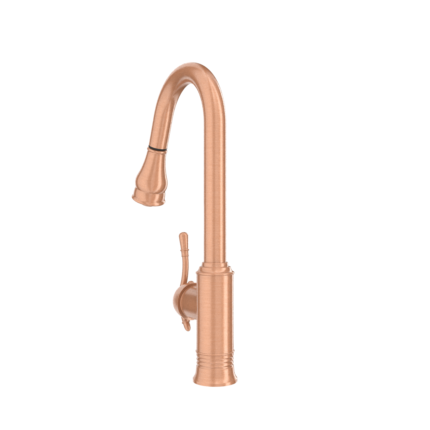Copper Kitchen Faucet with Soap Dispenser, Single Handle Solid Brass High Arc Pull Down Sprayer Head Kitchen Sink Faucets with Deck Plate