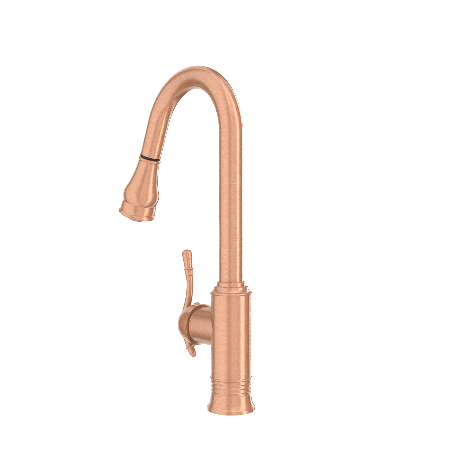 Copper Kitchen Faucet with Soap Dispenser, Single Handle Solid Brass High Arc Pull Down Sprayer Head Kitchen Sink Faucets with Deck Plate