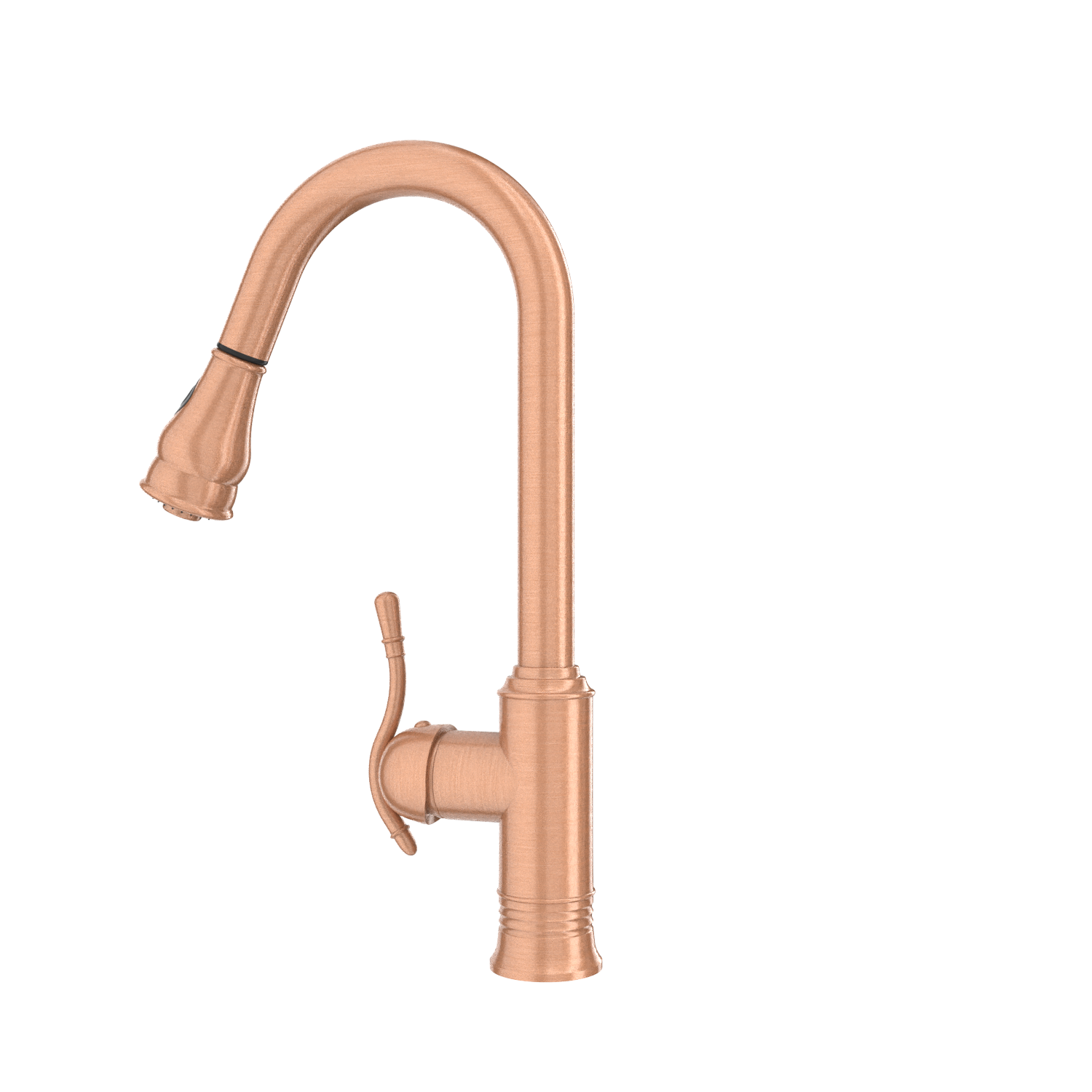 Copper Kitchen Faucet with Soap Dispenser, Single Handle Solid Brass High Arc Pull Down Sprayer Head Kitchen Sink Faucets with Deck Plate