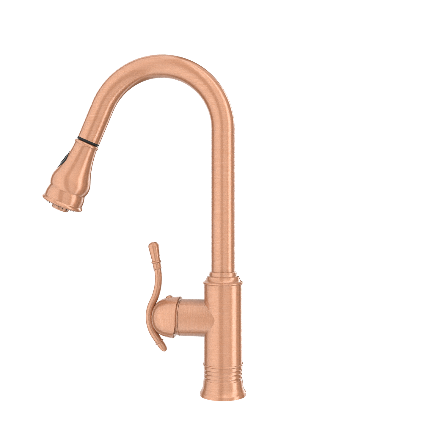 Copper Kitchen Faucet with Soap Dispenser, Single Handle Solid Brass High Arc Pull Down Sprayer Head Kitchen Sink Faucets with Deck Plate
