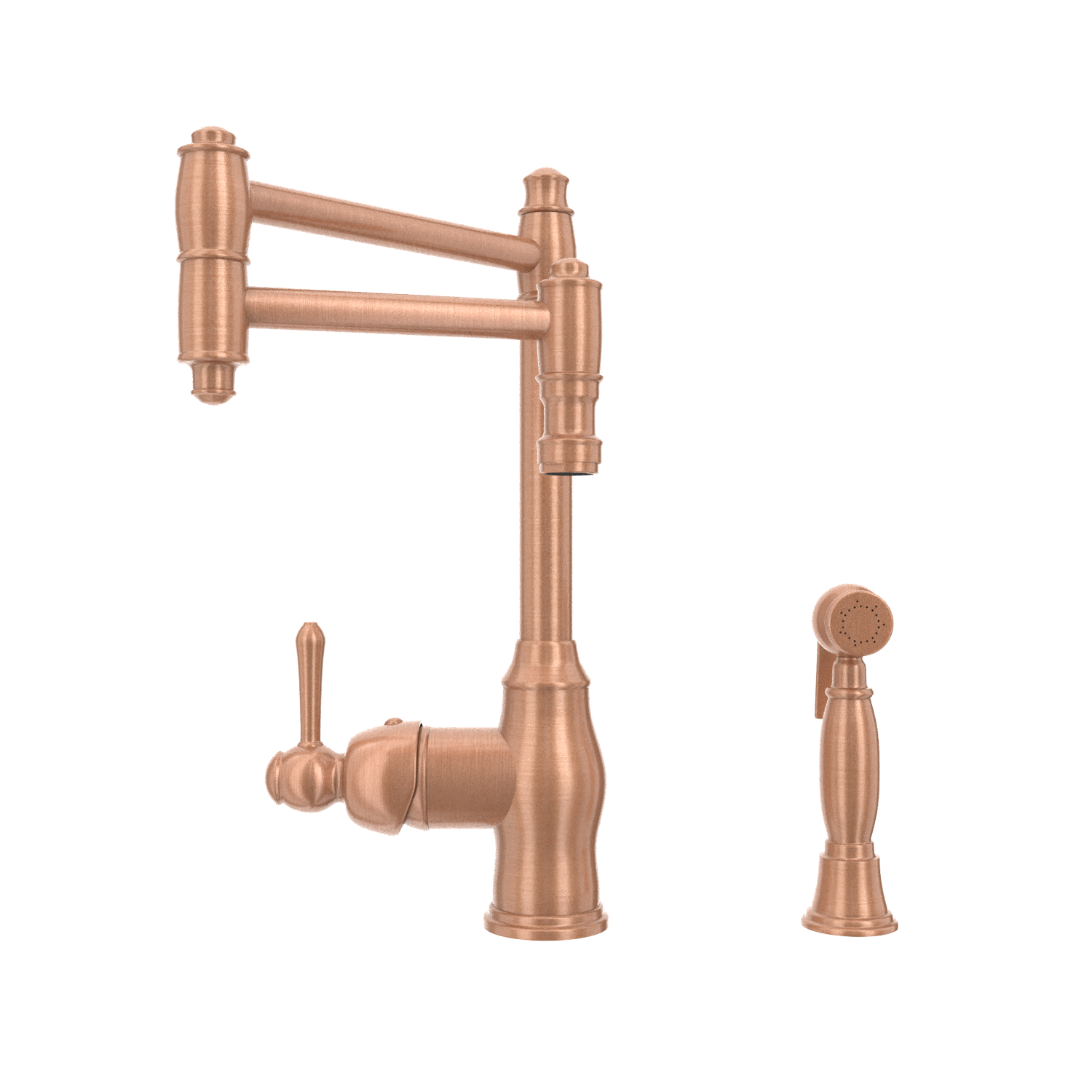 One-Handle Copper Pot Filler Kitchen Faucet with Side Sprayer - AK96918P2
