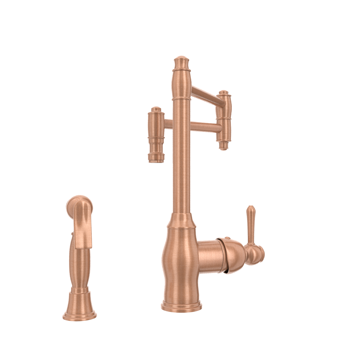 One-Handle Copper Pot Filler Kitchen Faucet with Side Sprayer - AK96918P2