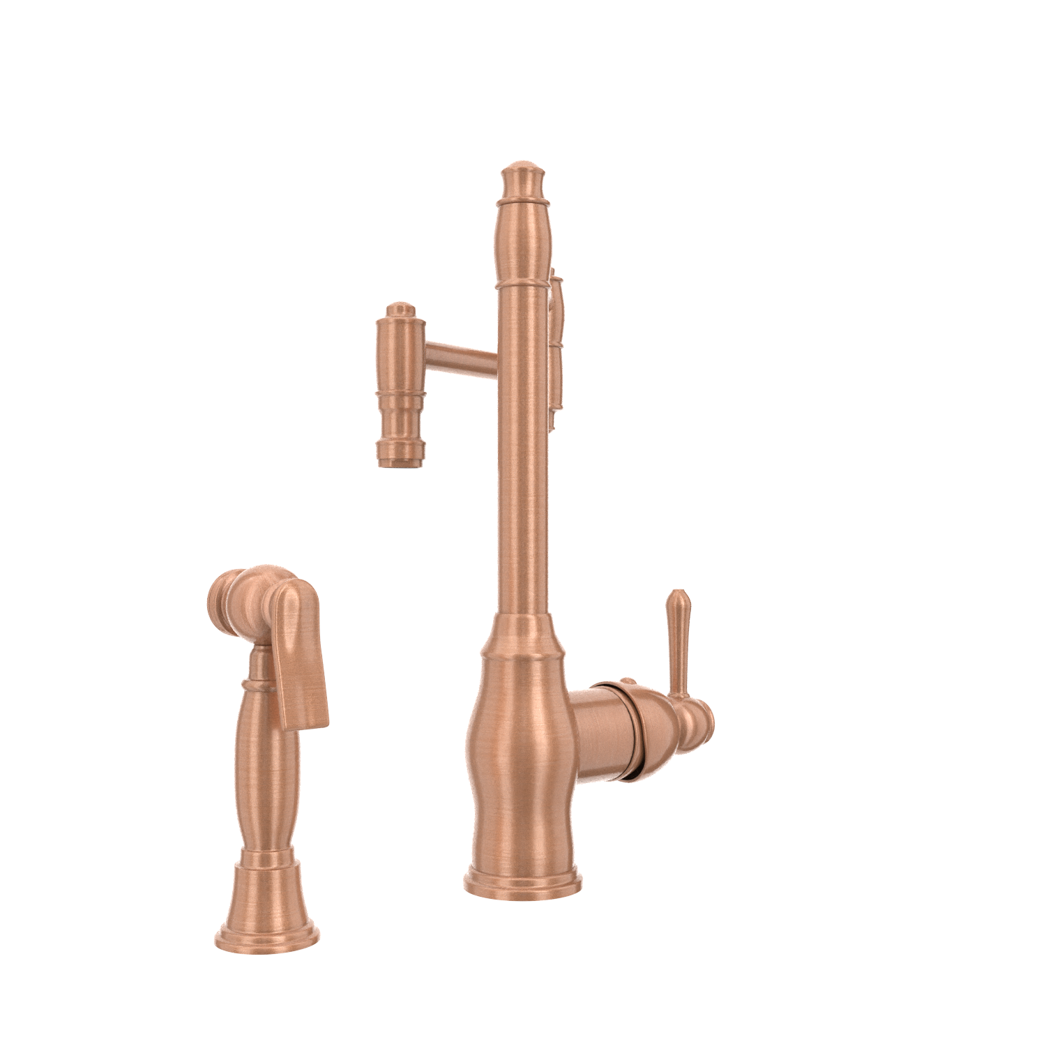 One-Handle Copper Pot Filler Kitchen Faucet with Side Sprayer - AK96918P2