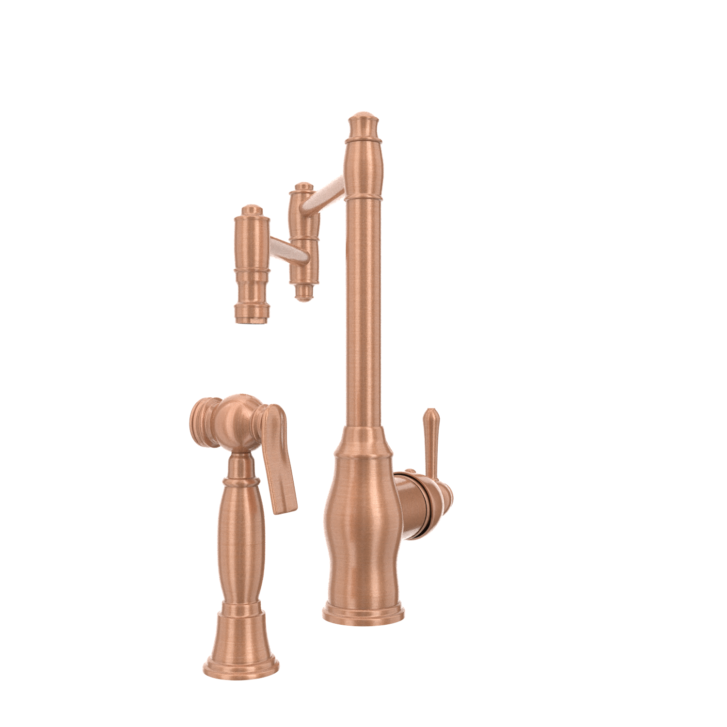 One-Handle Copper Pot Filler Kitchen Faucet with Side Sprayer - AK96918P2