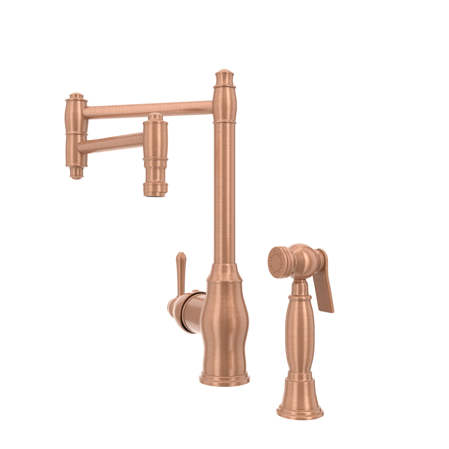 One-Handle Copper Pot Filler Kitchen Faucet with Side Sprayer - AK96918P2