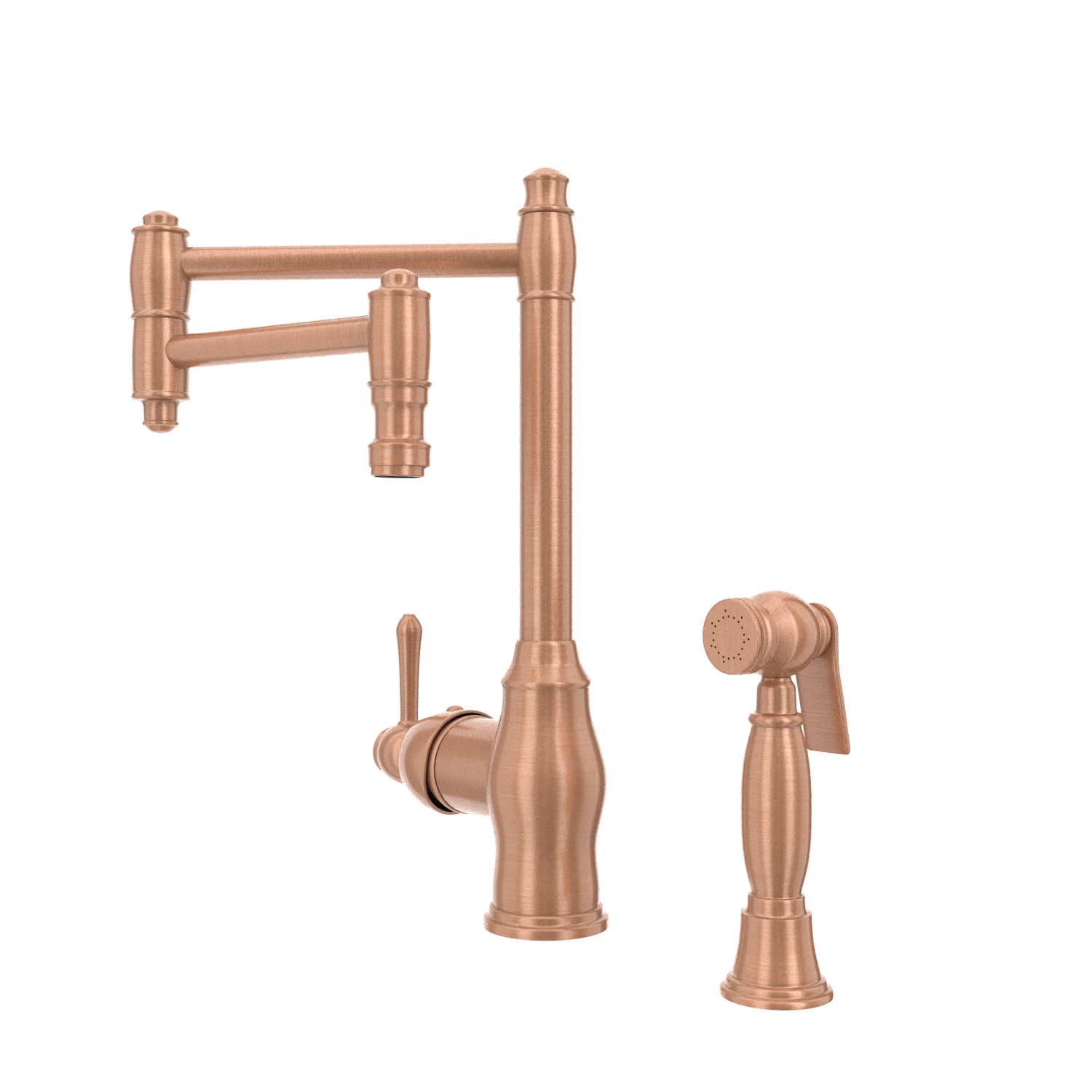 One-Handle Copper Pot Filler Kitchen Faucet with Side Sprayer - AK96918P2