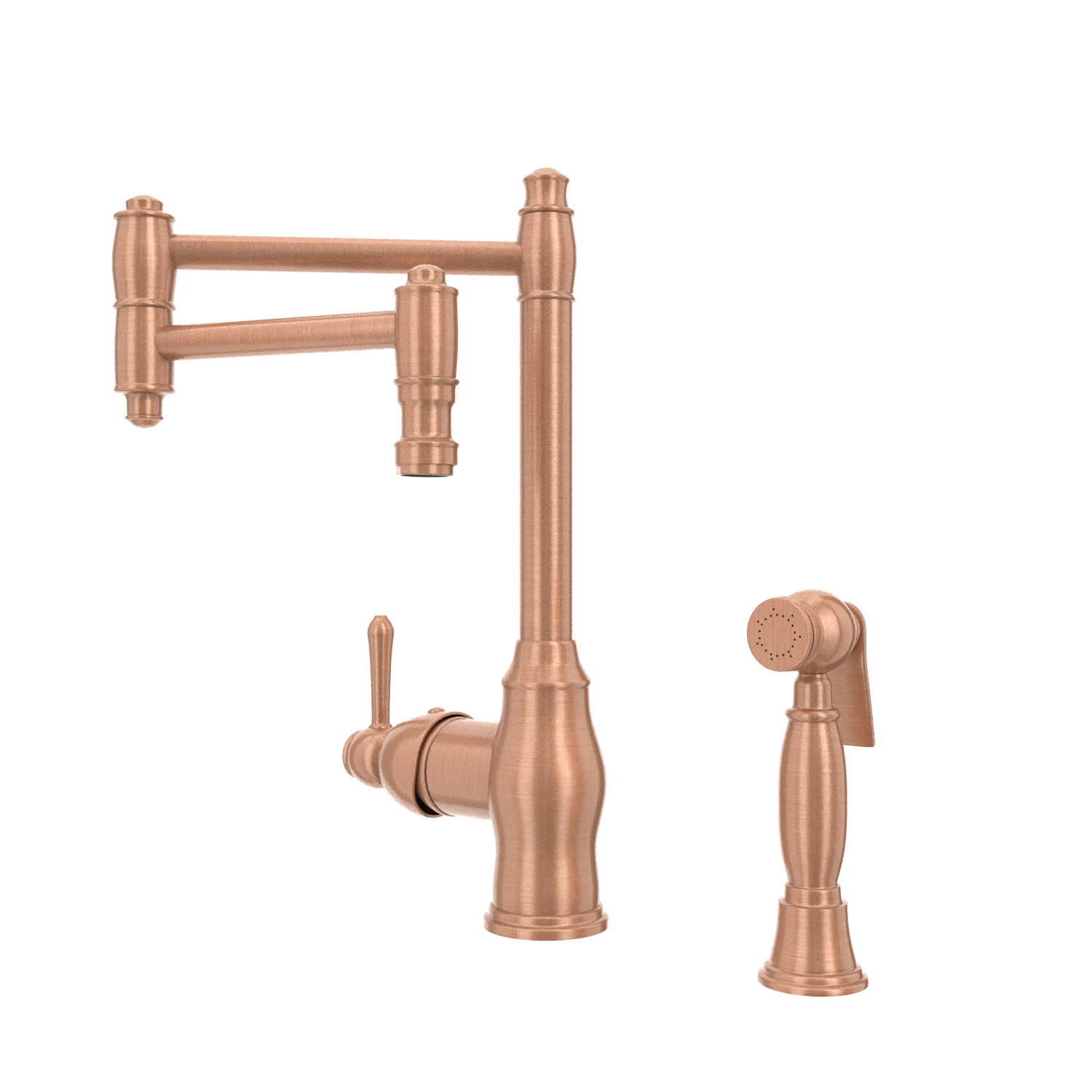 One-Handle Copper Pot Filler Kitchen Faucet with Side Sprayer - AK96918P2