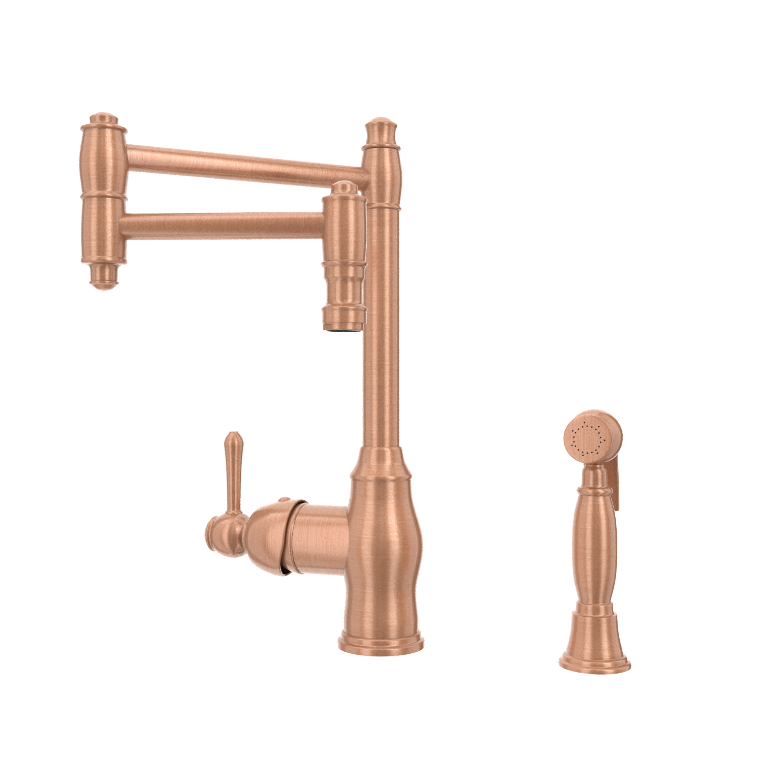 One-Handle Copper Pot Filler Kitchen Faucet with Side Sprayer - AK96918P2