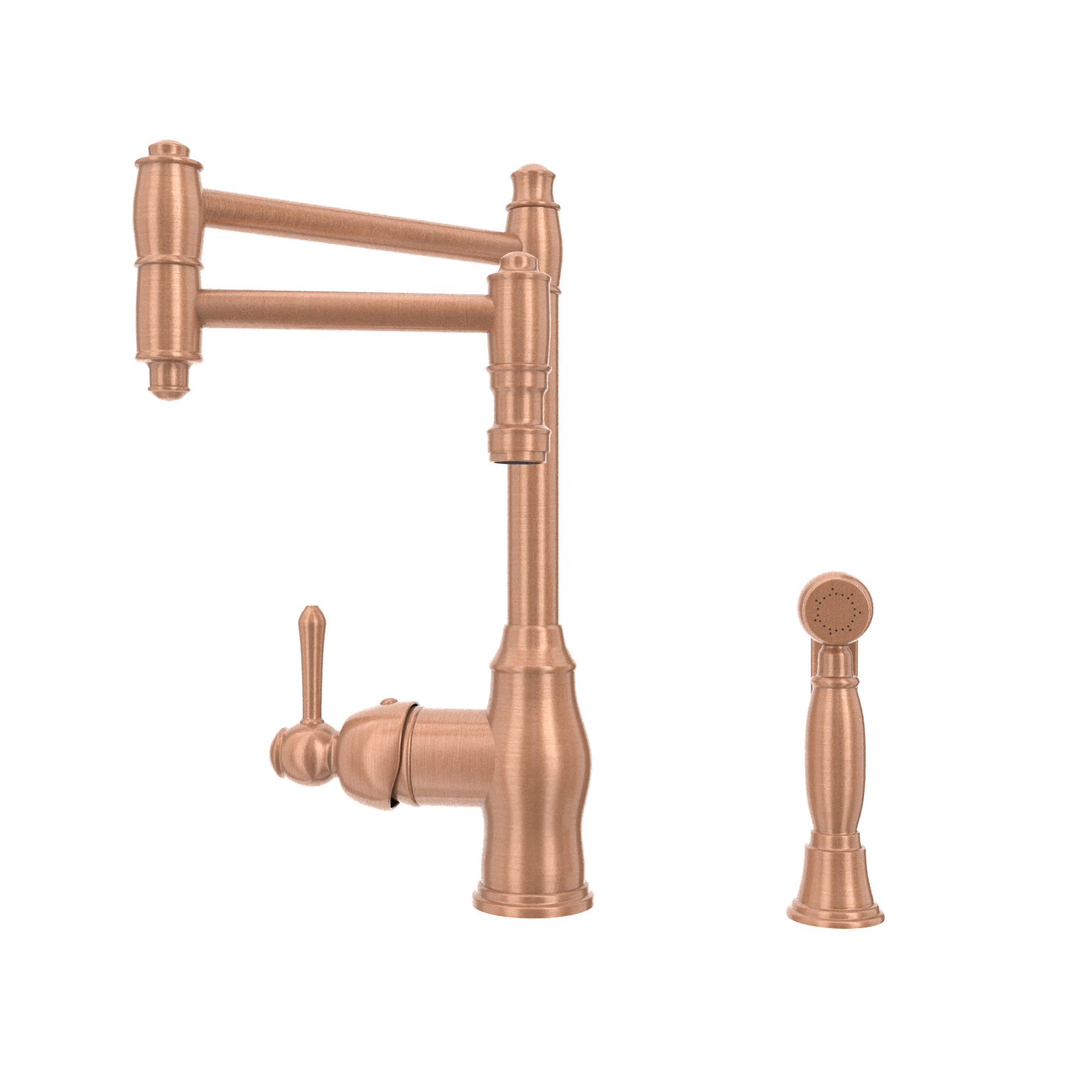 One-Handle Copper Pot Filler Kitchen Faucet with Side Sprayer - AK96918P2