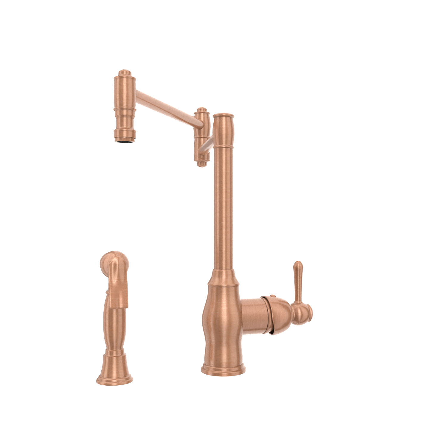 One-Handle Copper Pot Filler Kitchen Faucet with Side Sprayer - AK96918P1