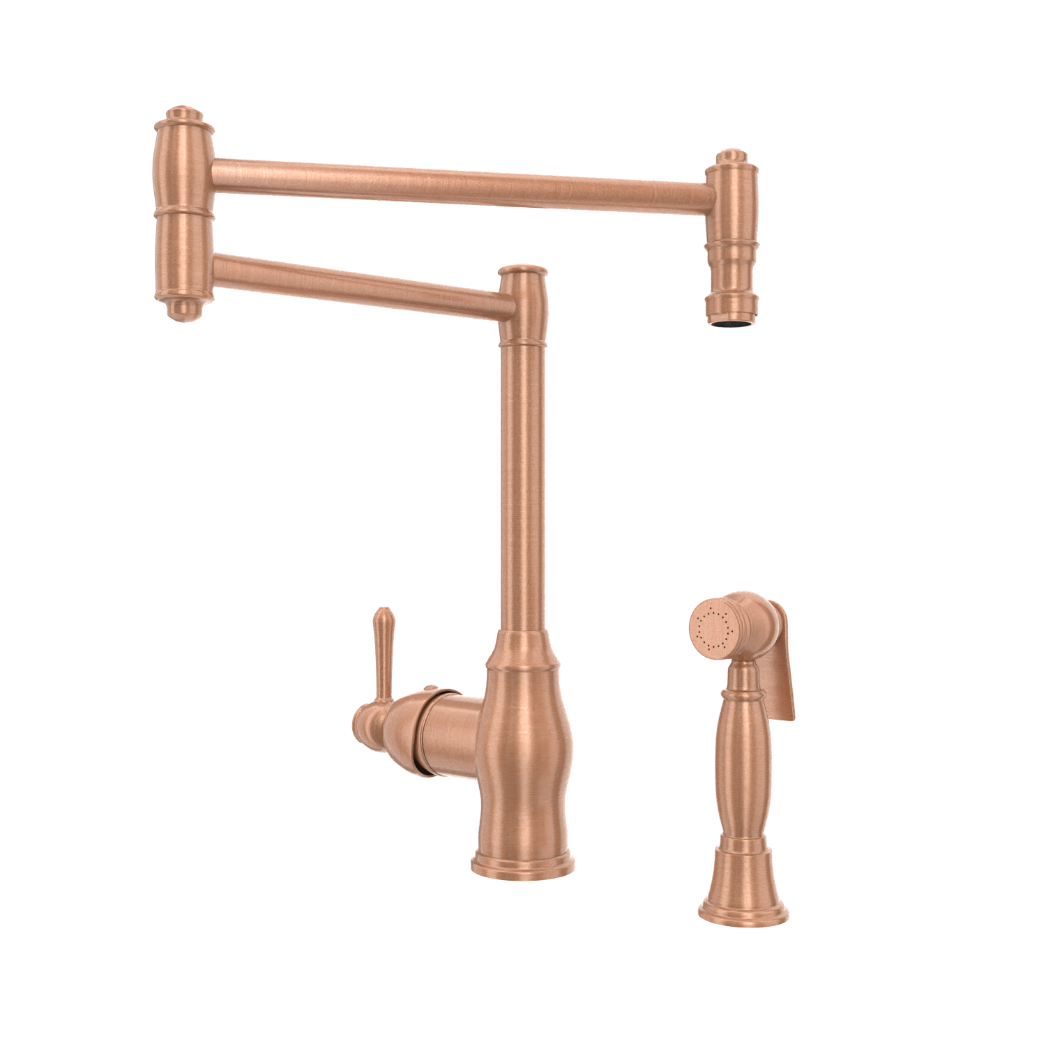One-Handle Copper Pot Filler Kitchen Faucet with Side Sprayer - AK96918P1