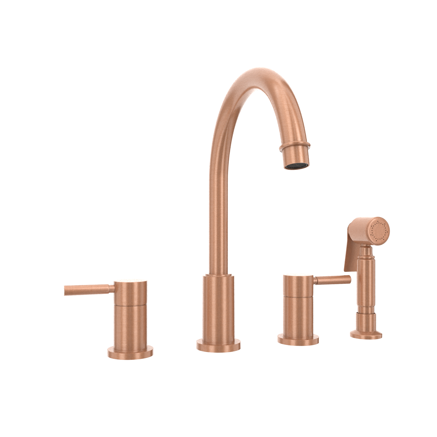 Two-Handles Copper Widespread Kitchen Faucet with Side Sprayer - AK96866