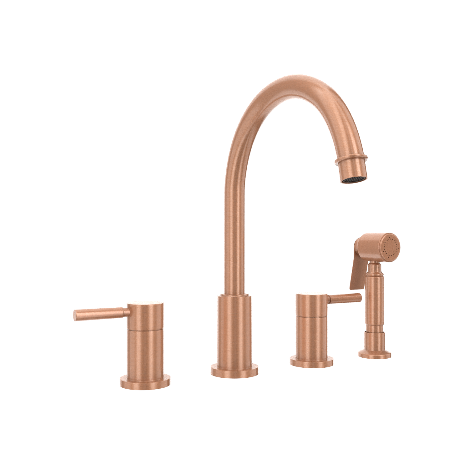 Two-Handles Copper Widespread Kitchen Faucet with Side Sprayer - AK96866