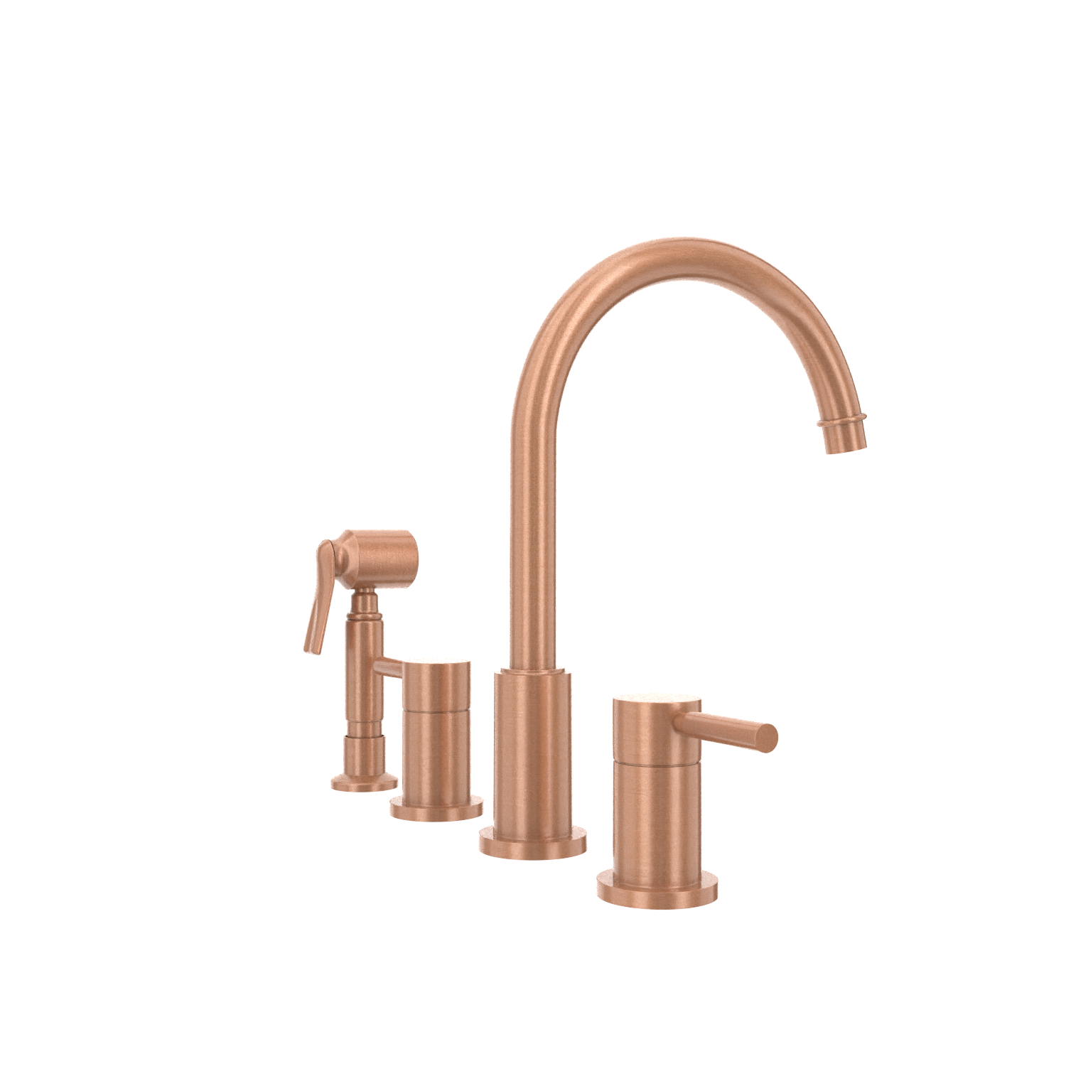Two-Handles Copper Widespread Kitchen Faucet with Side Sprayer - AK96866