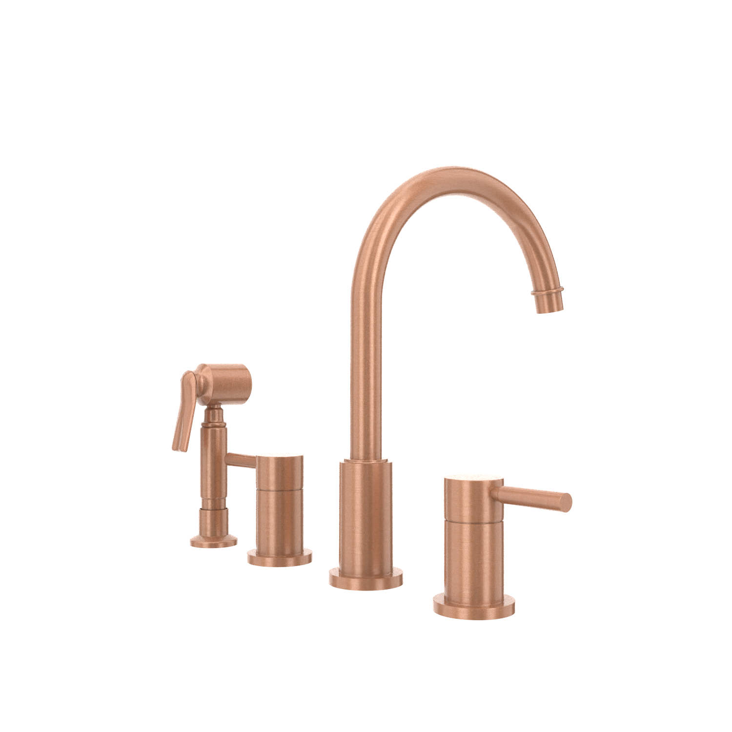 Two-Handles Copper Widespread Kitchen Faucet with Side Sprayer - AK96866