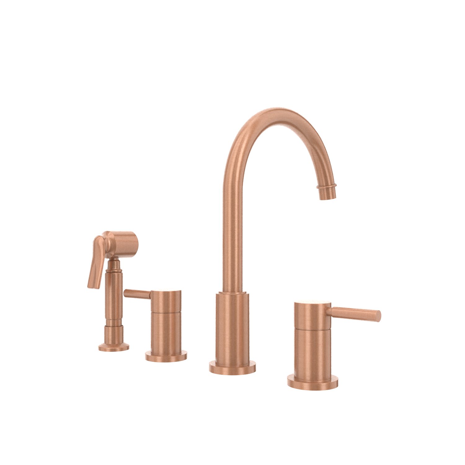 Two-Handles Copper Widespread Kitchen Faucet with Side Sprayer - AK96866