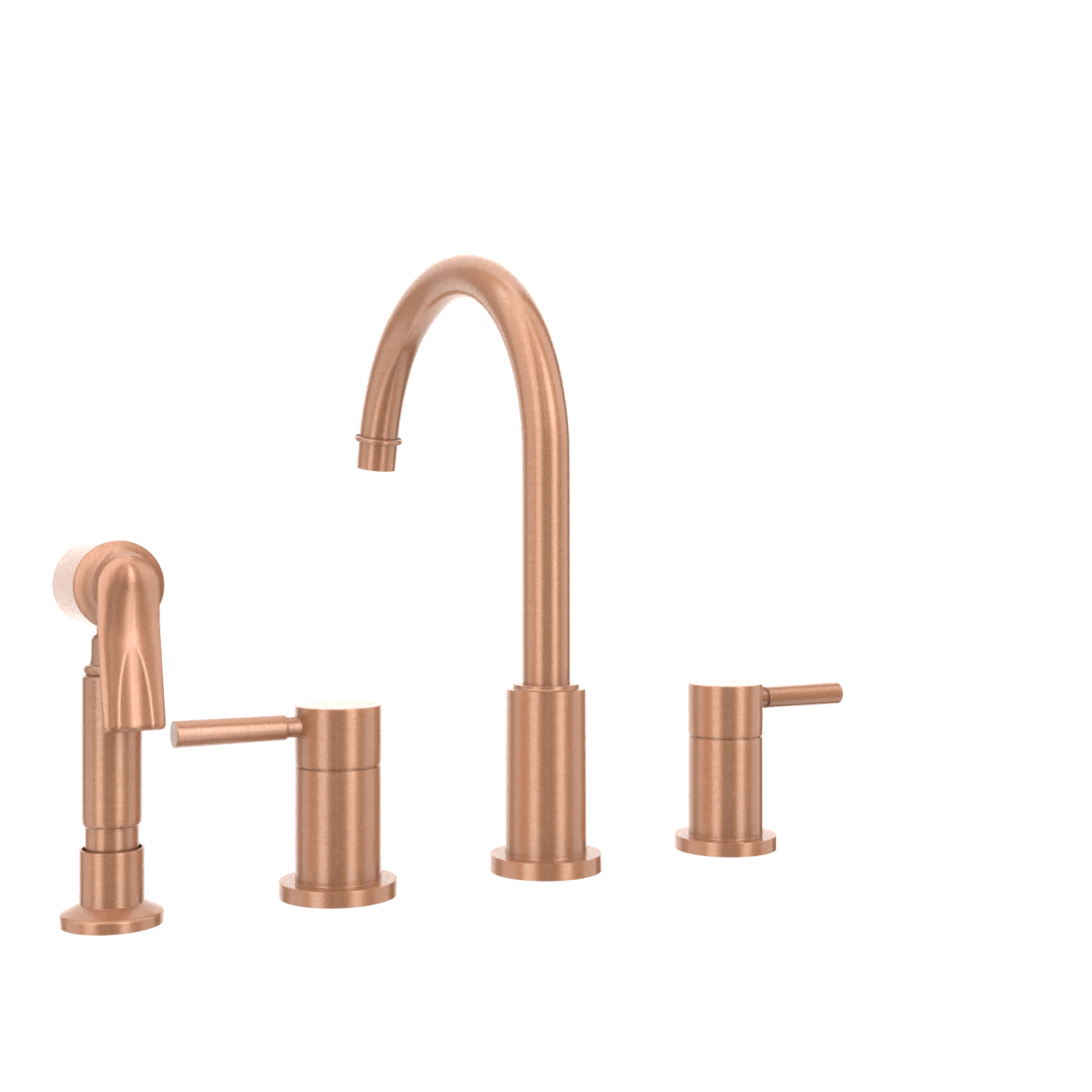 Two-Handles Copper Widespread Kitchen Faucet with Side Sprayer - AK96866