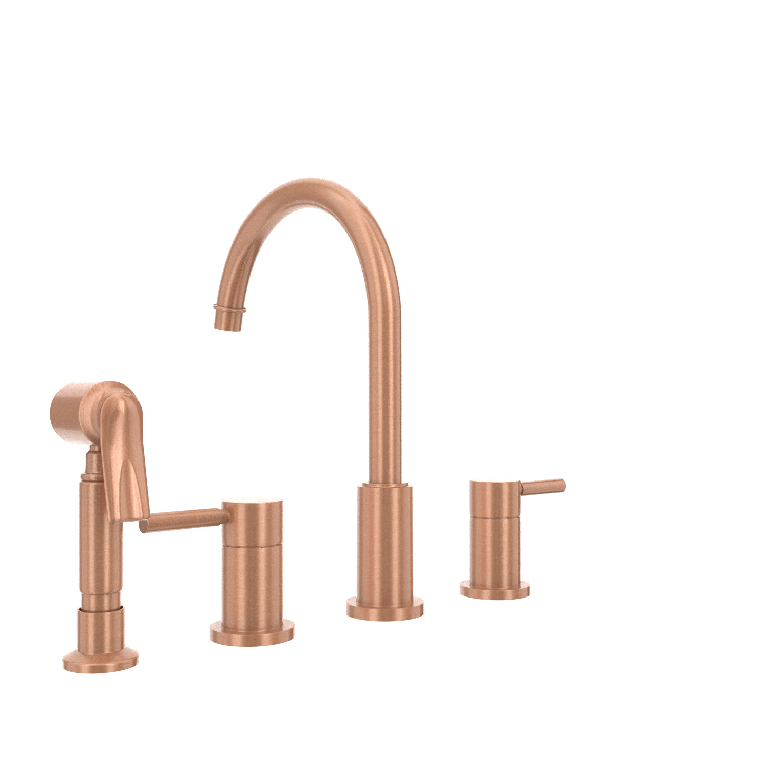 Two-Handles Copper Widespread Kitchen Faucet with Side Sprayer - AK96866