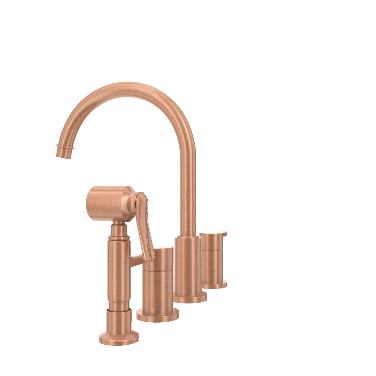 Two-Handles Copper Widespread Kitchen Faucet with Side Sprayer - AK96866