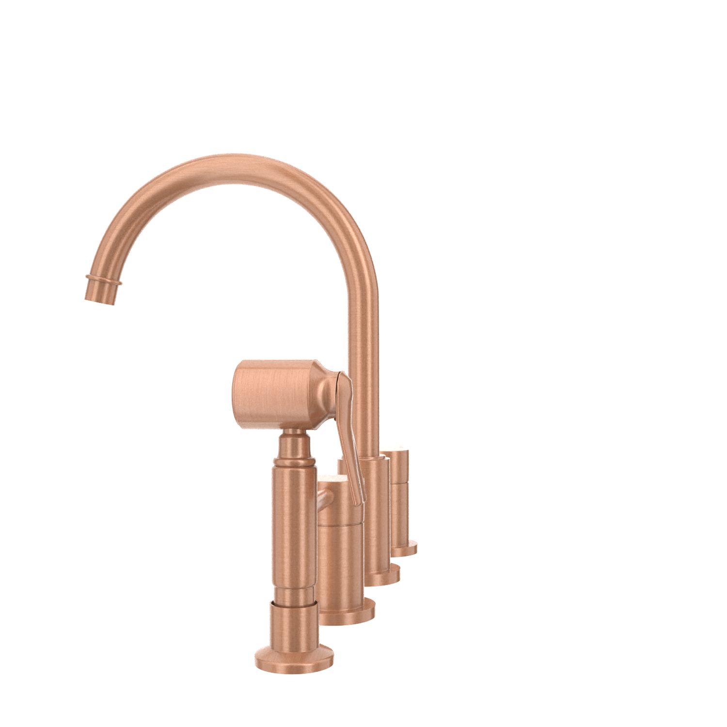Two-Handles Copper Widespread Kitchen Faucet with Side Sprayer - AK96866