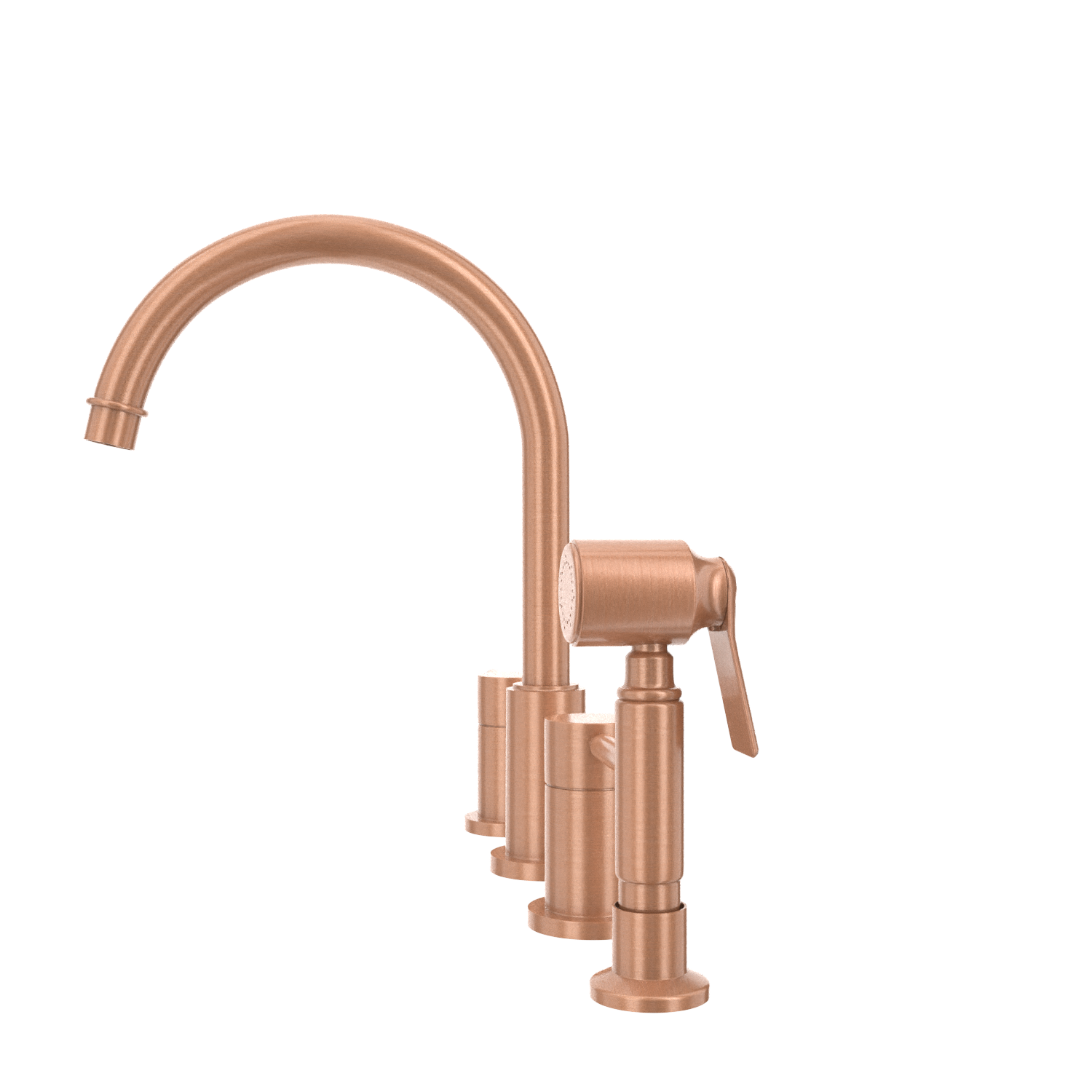 Two-Handles Copper Widespread Kitchen Faucet with Side Sprayer - AK96866