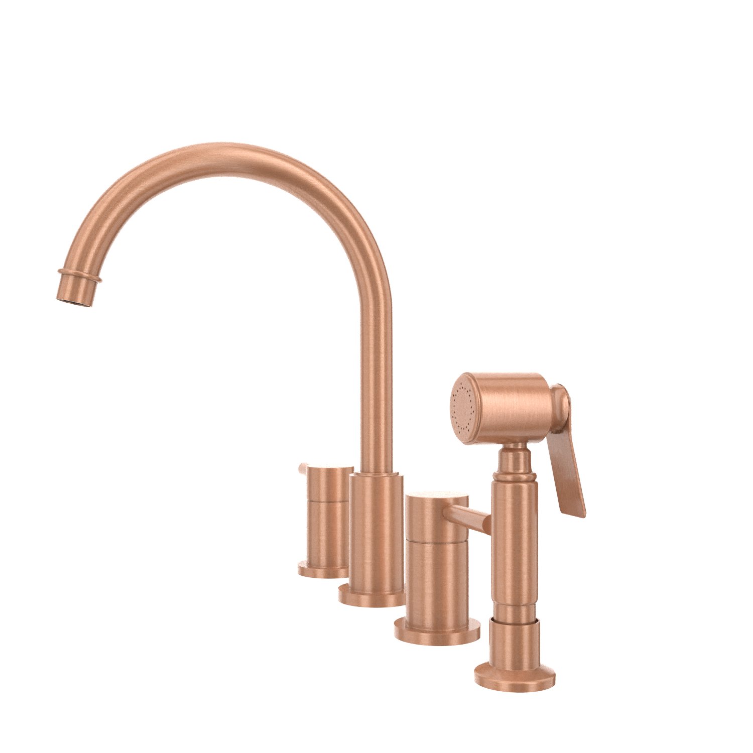 Two-Handles Copper Widespread Kitchen Faucet with Side Sprayer - AK96866