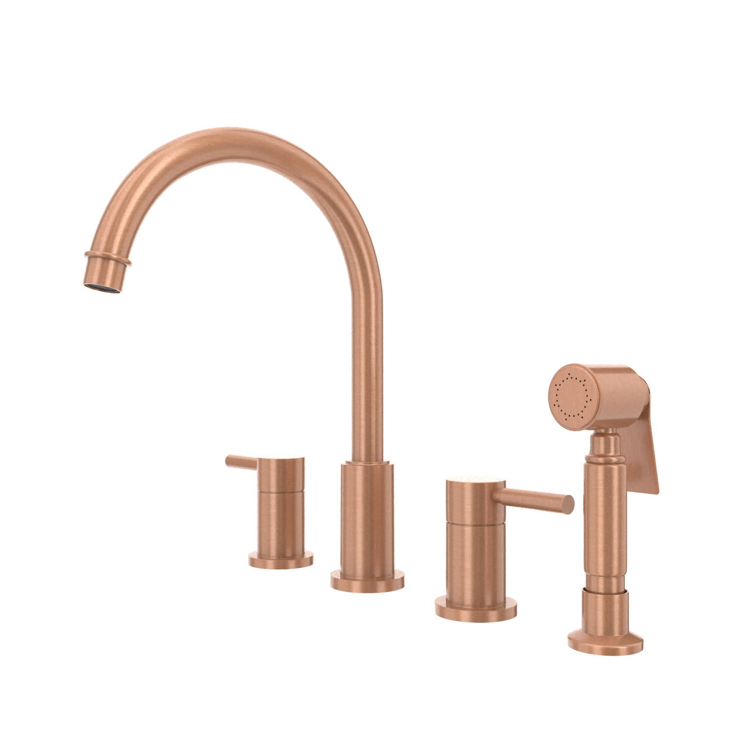 Two-Handles Copper Widespread Kitchen Faucet with Side Sprayer - AK96866