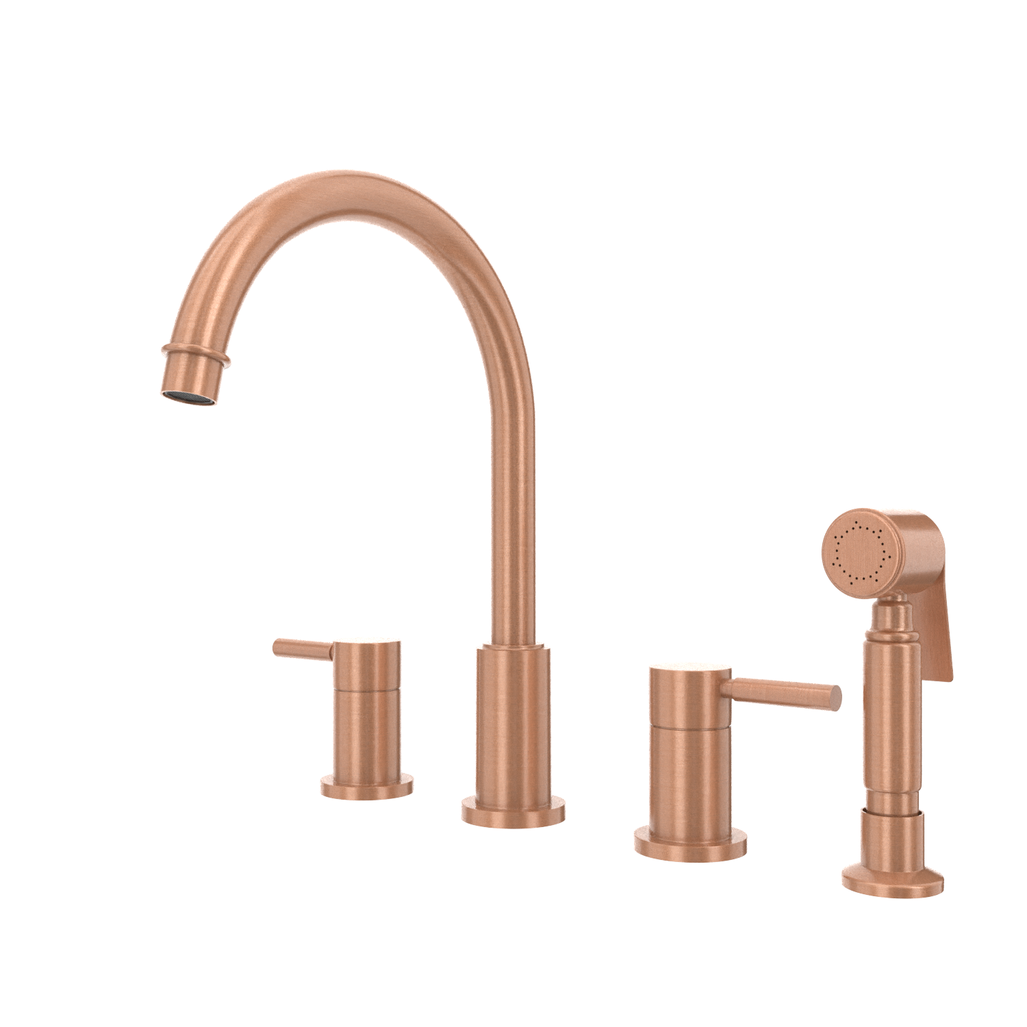 Two-Handles Copper Widespread Kitchen Faucet with Side Sprayer - AK96866