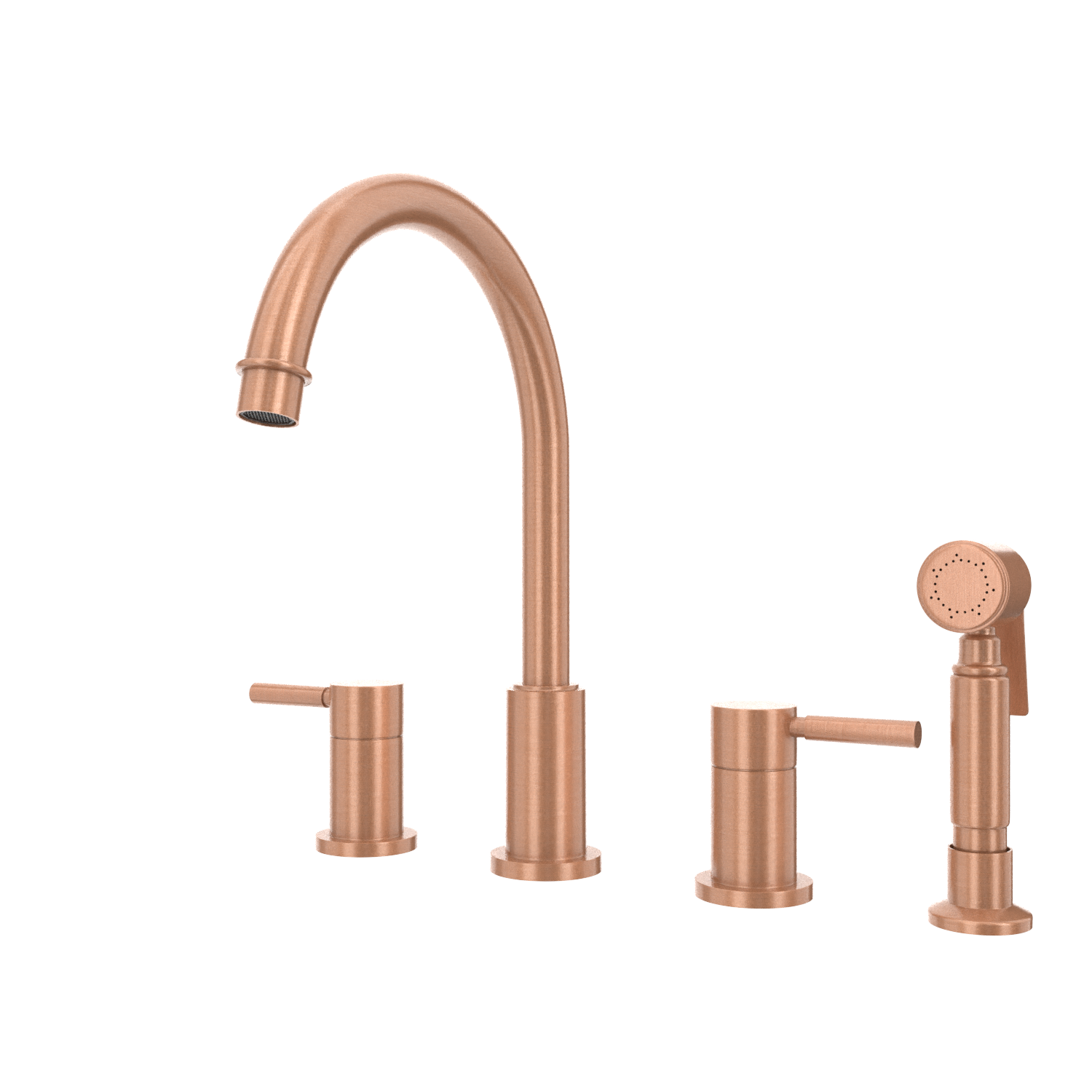 Two-Handles Copper Widespread Kitchen Faucet with Side Sprayer - AK96866