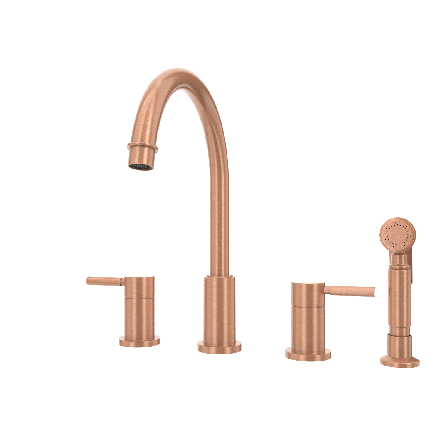 Two-Handles Copper Widespread Kitchen Faucet with Side Sprayer - AK96866