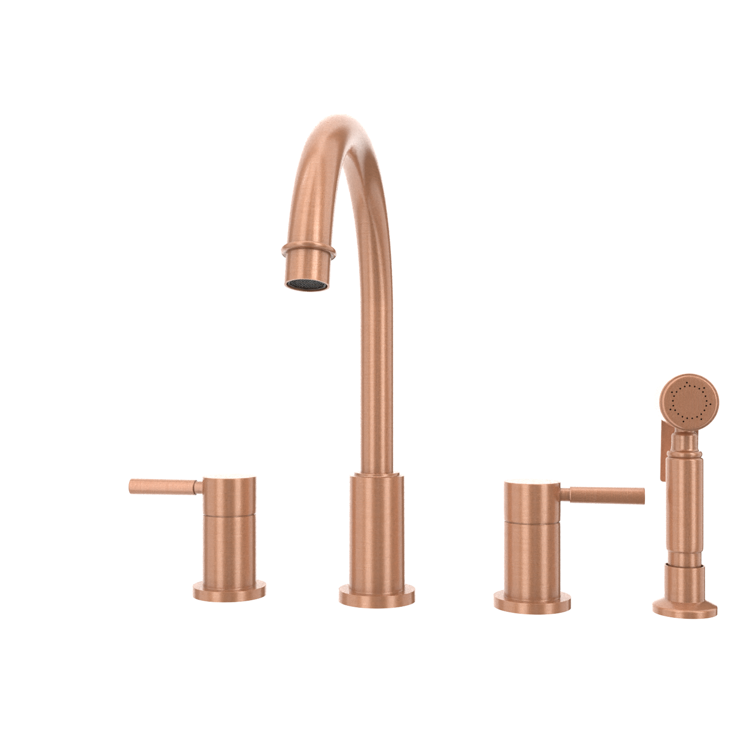 Two-Handles Copper Widespread Kitchen Faucet with Side Sprayer - AK96866