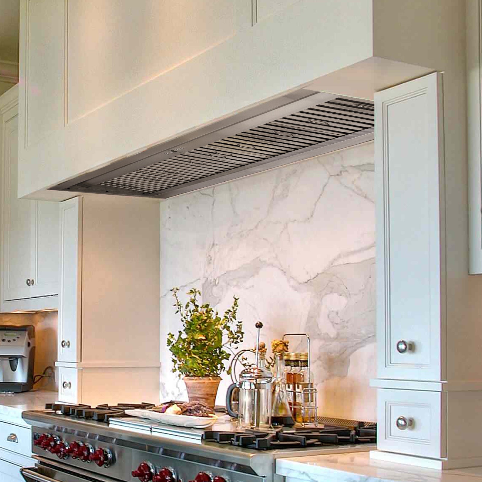 60“ Range Hood Insert, Ultra Quiet Stainless Steel 8" Ducted with 600 CFM Powerful Suction-NX-19IL-60