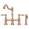 Two-Handles Copper Bridge Kitchen Faucet with Side Sprayer - AK96718C