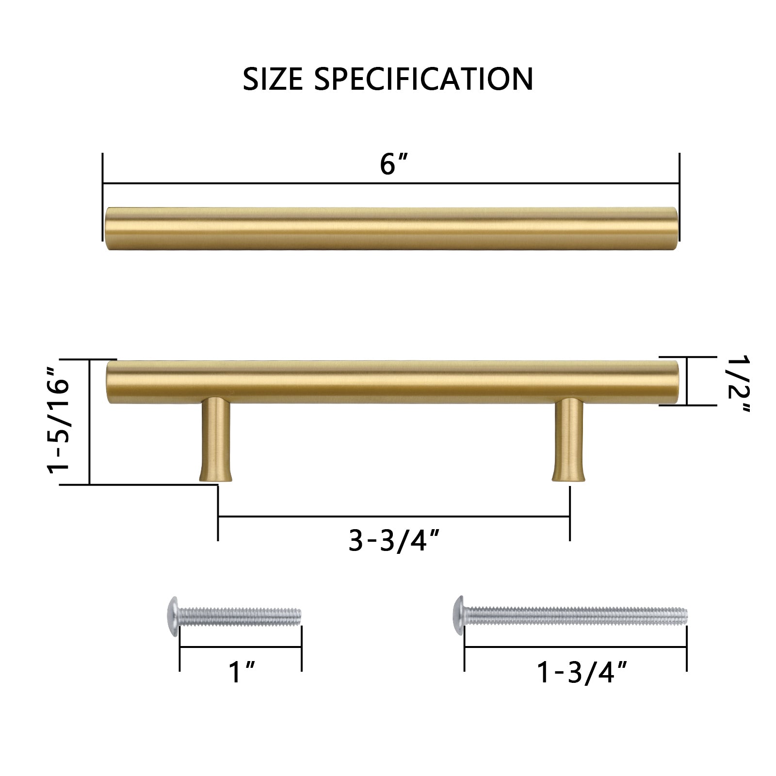 Akicon Brushed Gold Kitchen Cabinet Handles 100% Solid Brass Drawer Pulls