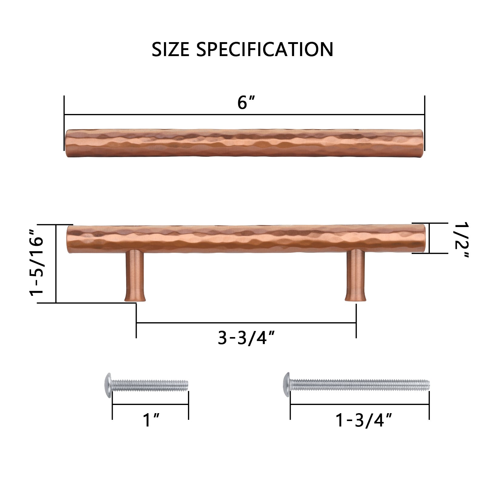 Akicon Hammered Copper Kitchen Cabinet Handles 100% Solid Brass Drawer Pulls