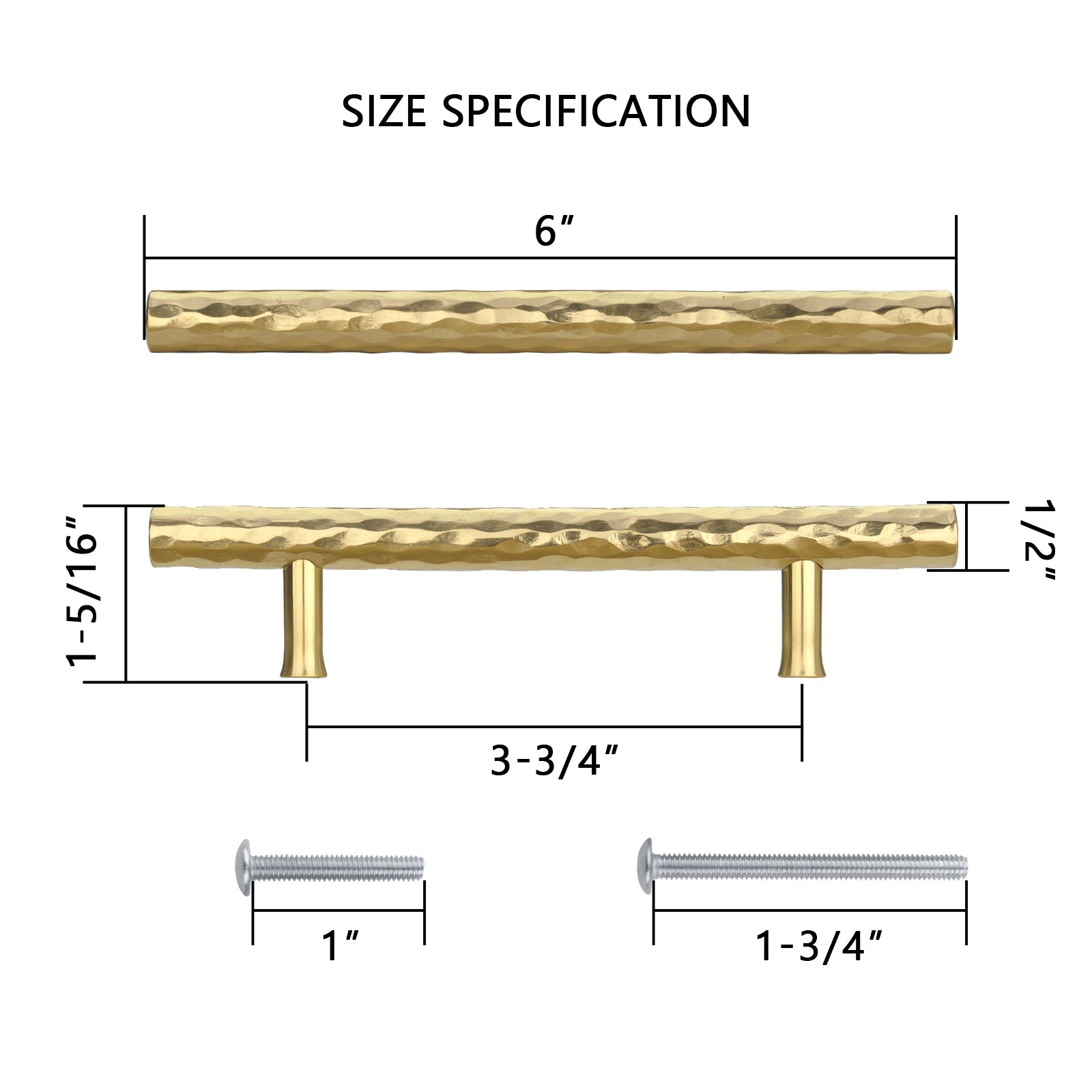 Akicon Hammered Polished Gold Kitchen Cabinet Handles 100% Solid Brass Drawer Pulls AK01930A-PB