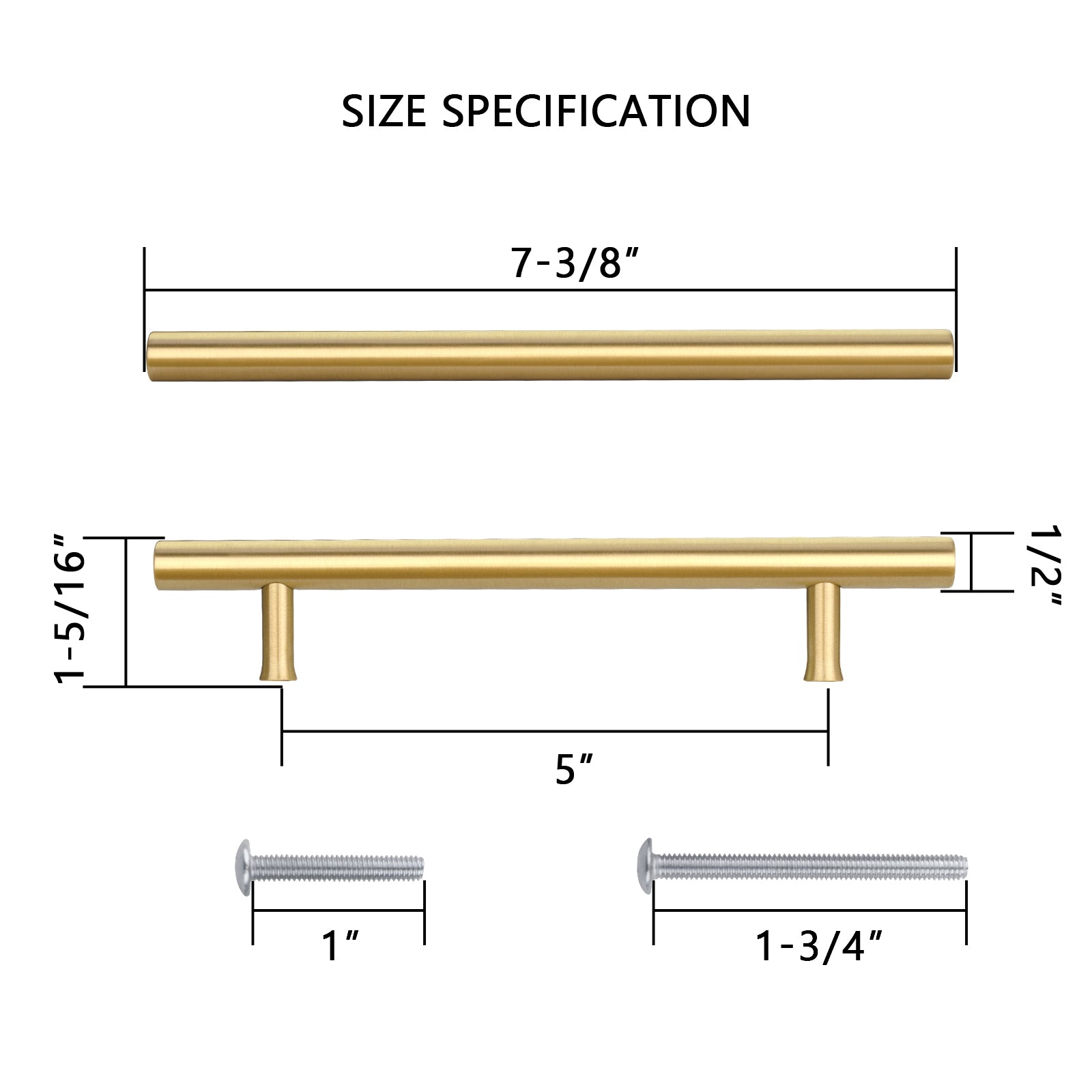 Akicon Brushed Gold Kitchen Cabinet Handles 100% Solid Brass Drawer Pulls