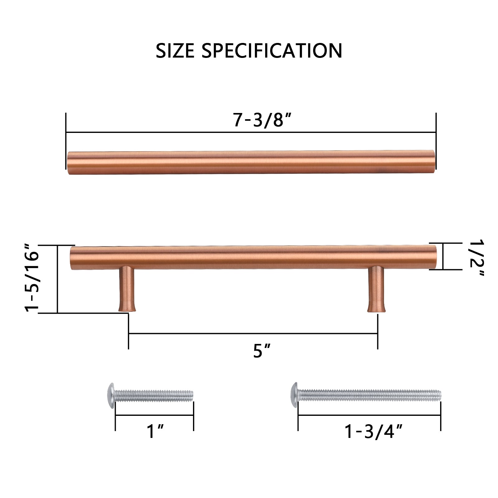 Akicon Copper Kitchen Cabinet Handles 100% Solid Brass Drawer Pulls