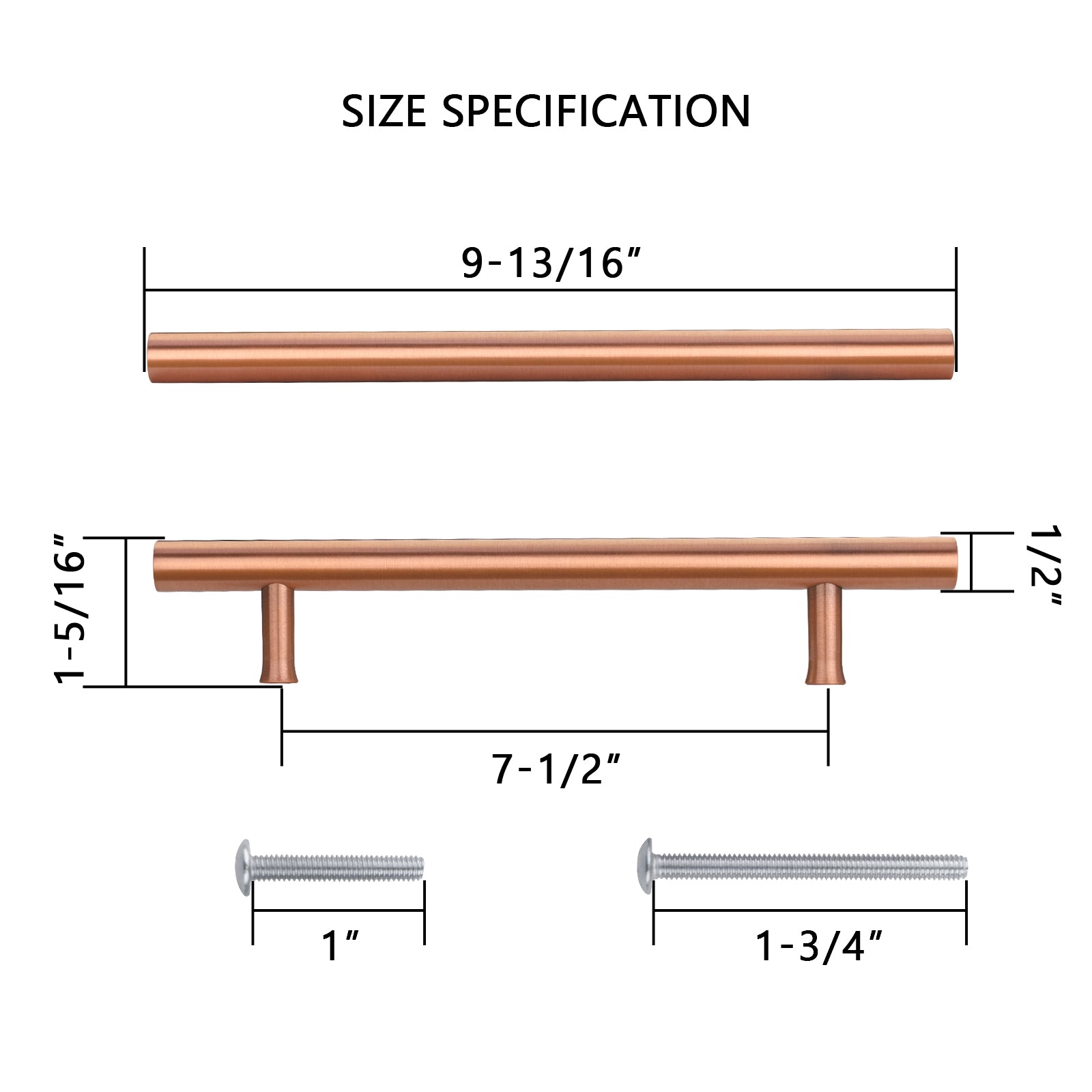 Akicon Copper Kitchen Cabinet Handles 100% Solid Brass Drawer Pulls