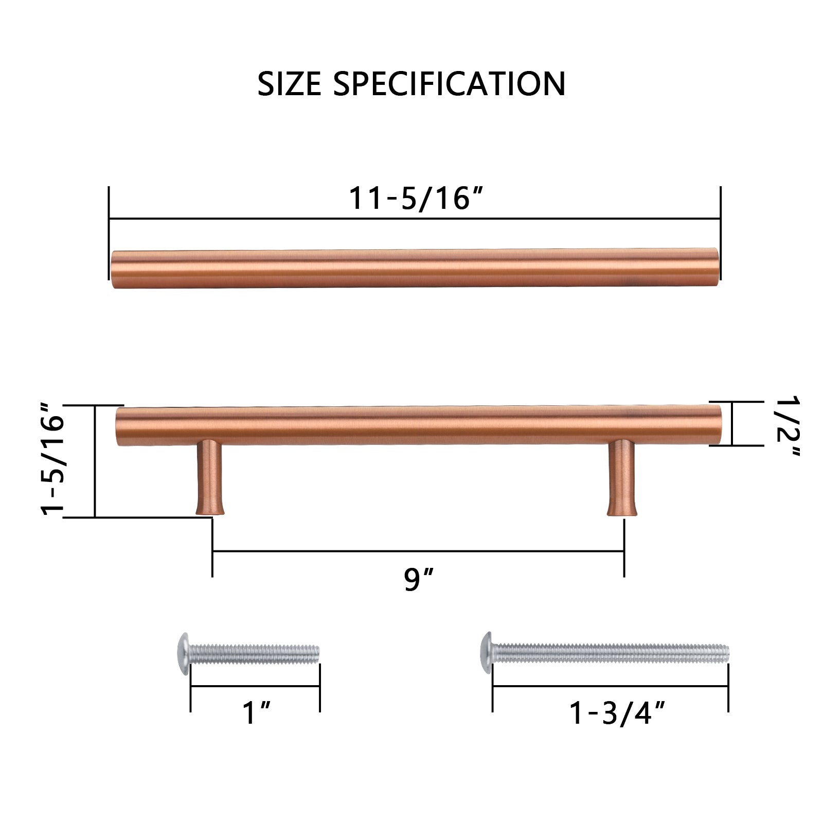 Akicon Copper Kitchen Cabinet Handles 100% Solid Brass Drawer Pulls