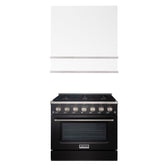Akicon 36" Stainless Steel Range Hood with 600 CFM Insert & 6-Burner Gas Range Combo – Powerful Ventilation, Convection Oven, Multiple Finishes