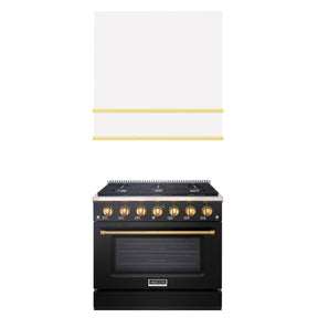 Akicon 36" Stainless Steel Range Hood with 600 CFM Insert & 6-Burner Gas Range Combo – Powerful Ventilation, Convection Oven, Multiple Finishes