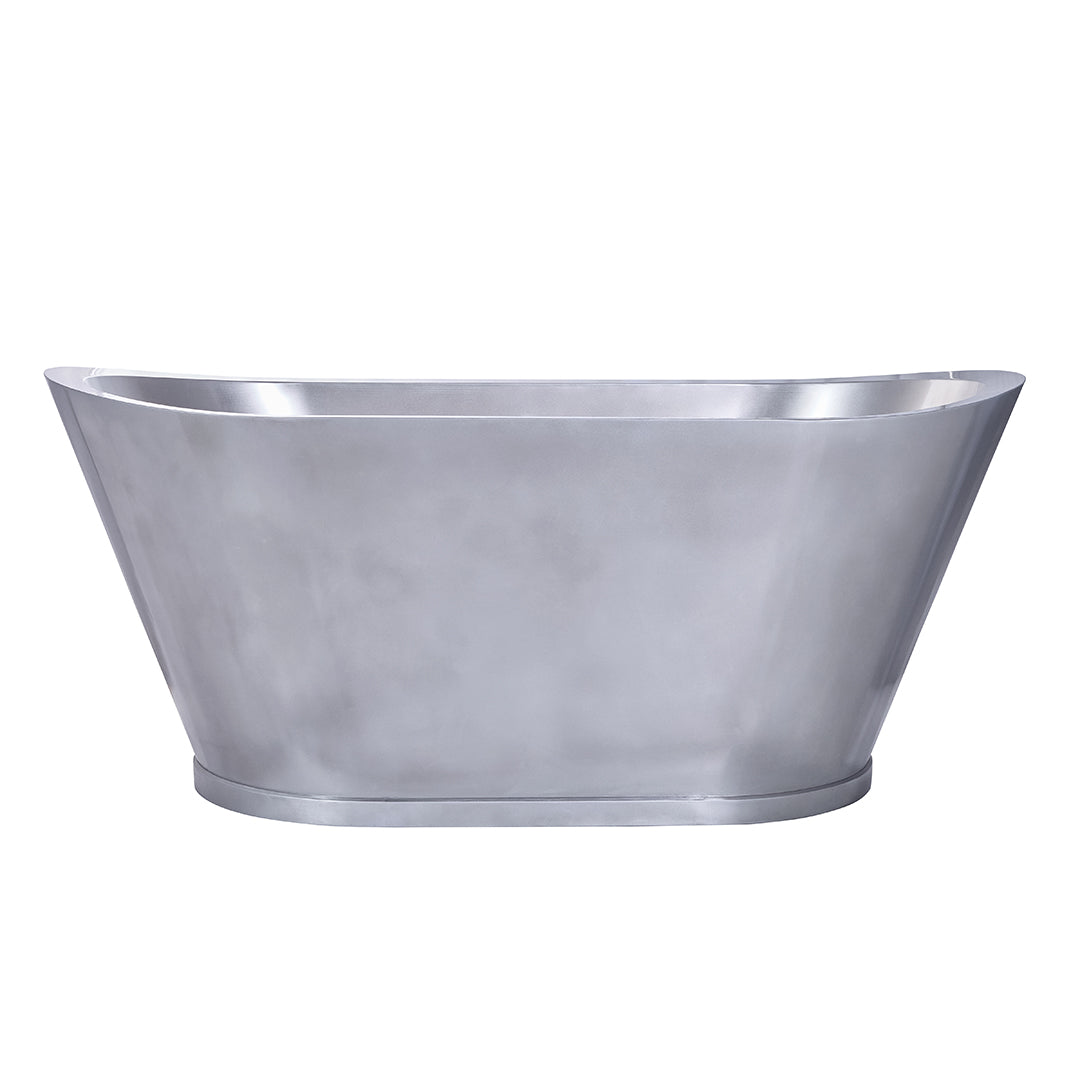 Akicon Stainless Steel Double-Slipper Roll-Top Bathtub w/Pedestal - AKB30001-S