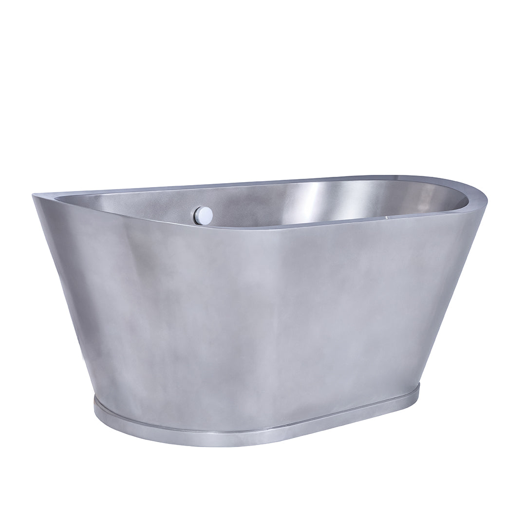 Akicon Stainless Steel Double-Slipper Roll-Top Bathtub w/Pedestal - AKB30001-S