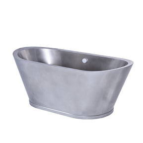 Akicon Stainless Steel Double-Slipper Roll-Top Bathtub w/Pedestal - AKB30001-S