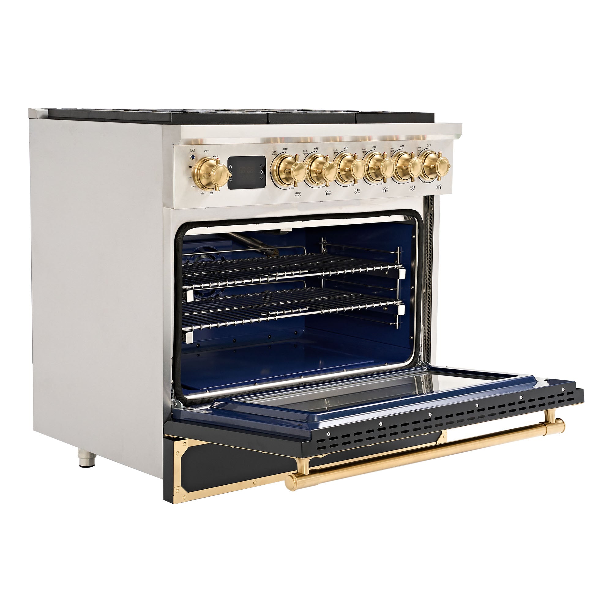 36 Inch Freestanding Gas Range with 6 Sealed Burners Cooktop, Rapid Convection Oven, Natural Gas/LP Convertible