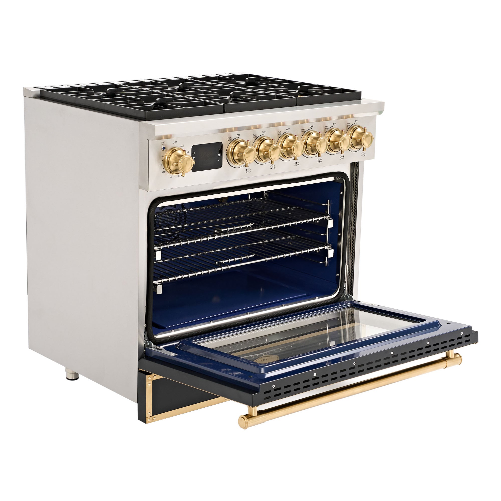36 Inch Freestanding Gas Range with 6 Sealed Burners Cooktop, Rapid Convection Oven, Natural Gas/LP Convertible